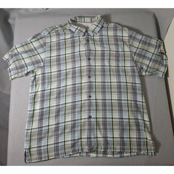 Tommy Bahama Camp Shirt Silk  XL Silk Original Fit  Button Up Windowpane Plaid - Picture 1 of 7